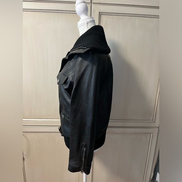Coach Leather Moto Jacket with Knit Collar - Picture 7 of 16